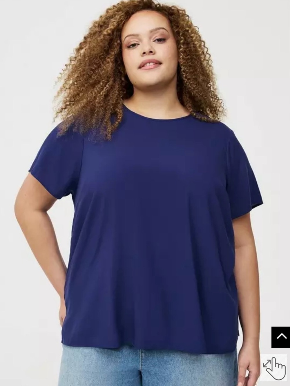 Plus Size Short Sleeve Crewneck Top in Deep Navy